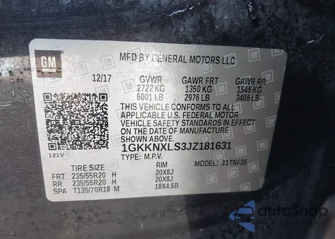 2018 GMC Acadia Denali из США, поврежденный, VIN 1GKKNXLS3JZ181631